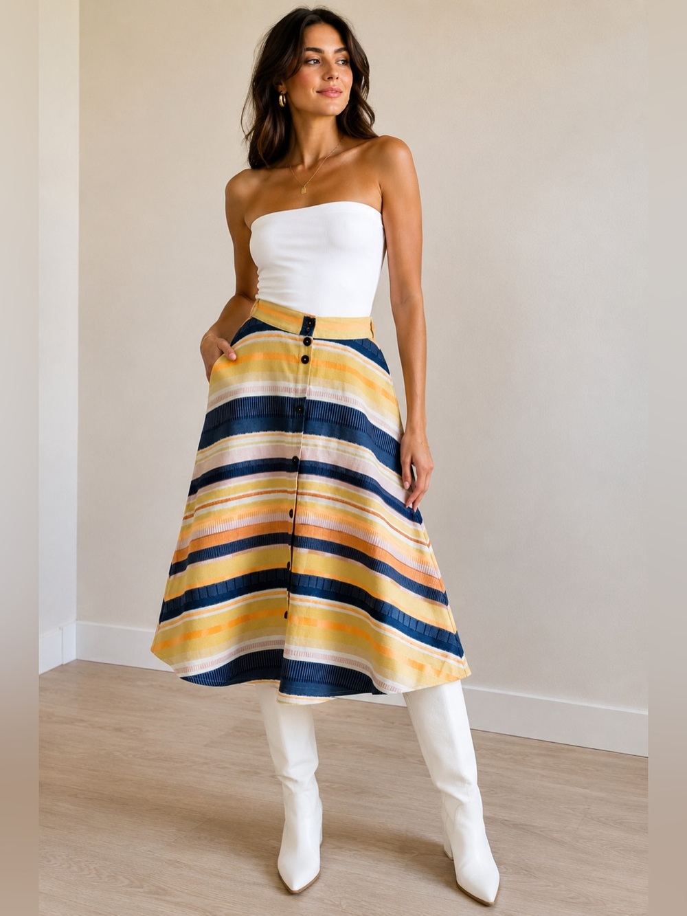 Antropologie Hutch pockets Striped A line Skirt Multi color